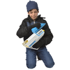 A boy is holding Wham-O Arctic Force Snowball Blaster