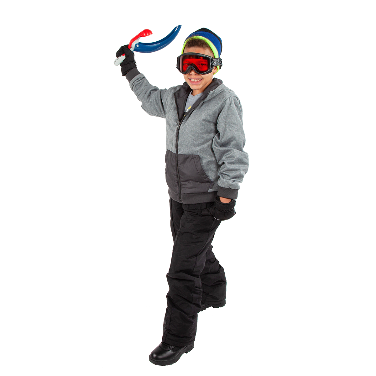 A boy is holding Wham-O Arctic Force Snow Trac Ball front shoot