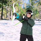 A boy is playing with Wham-O Arctic Force Mega Snow Bow in snowy day