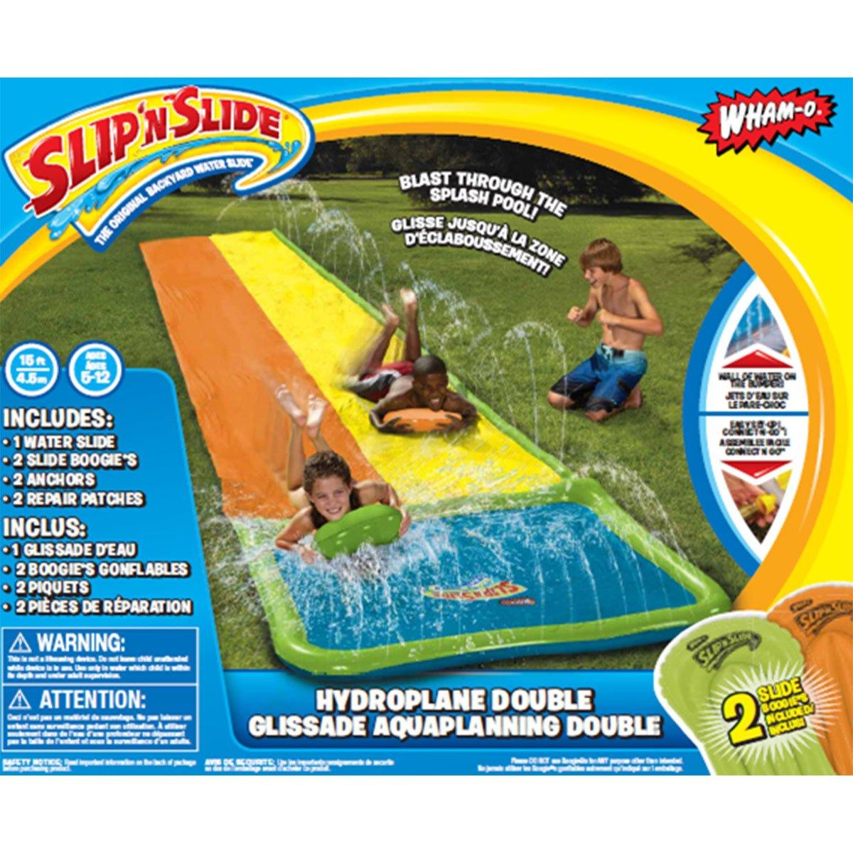 Product package Wham-O Slip 'N Slide® Double Hydroplane XL in the backyard