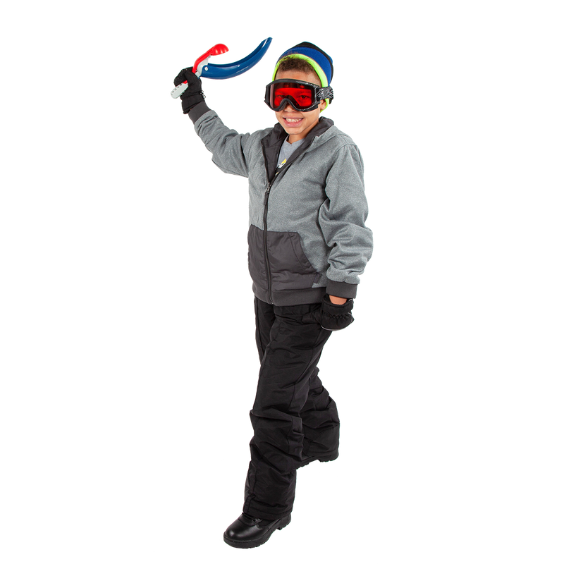A boy is holding Wham-O Arctic Force Snow Trac Ball front shoot